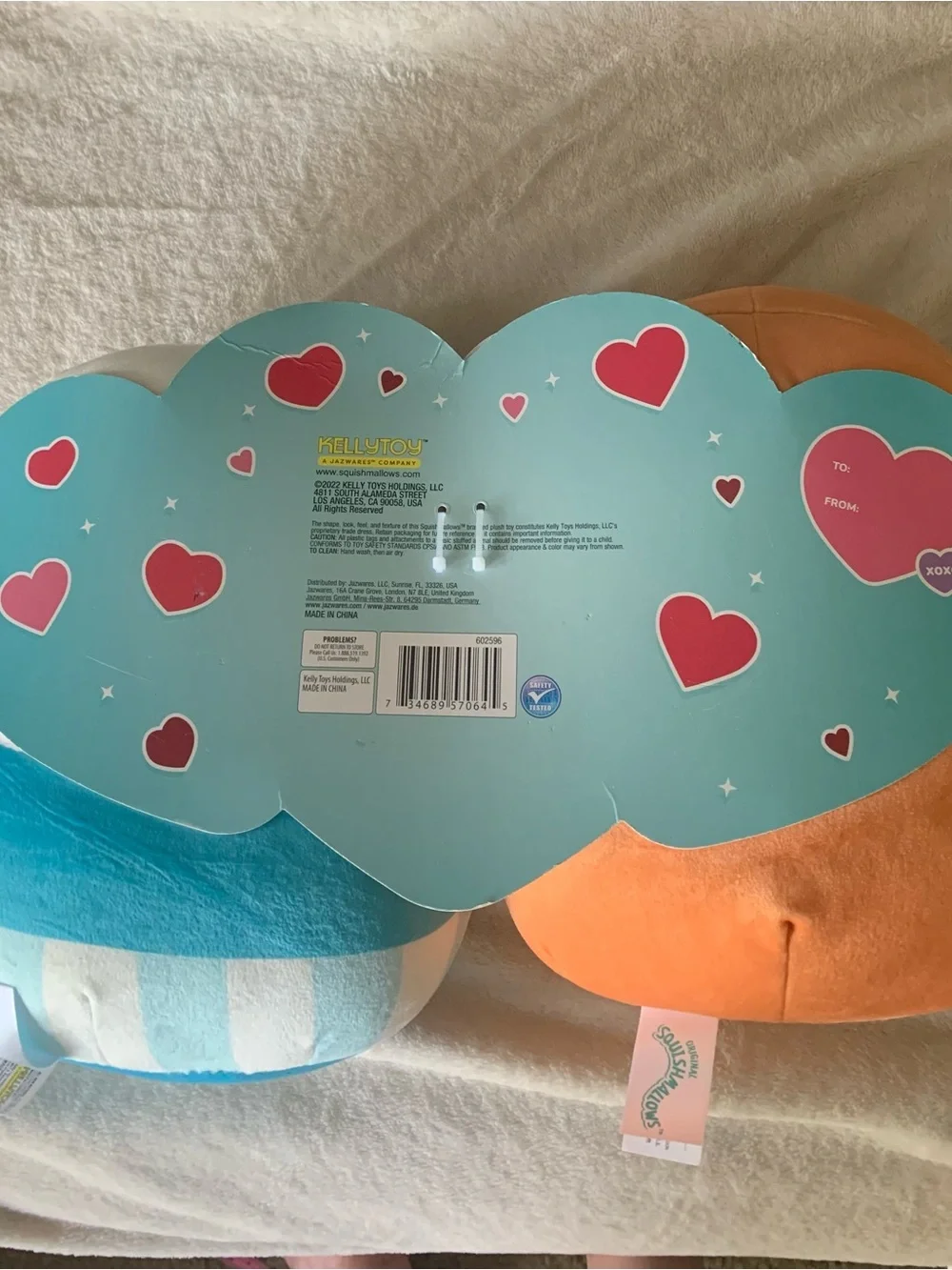 NWT Squishmallows Neeona Milk Bottle & Cookie Plush Duo - Blue, White & Orange